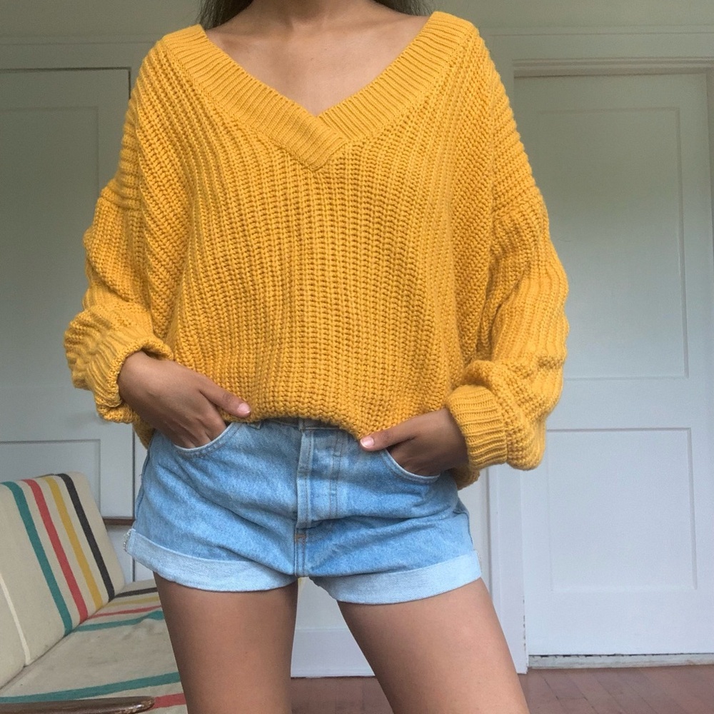 Chunky Yellow Knit Sweater
